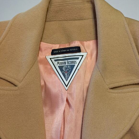 Vintage Marvin Richards Wool Walking Coat Camel Tan Long Overcoat Women’s Large - Picture 4 of 7